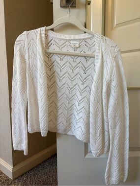 abercrombie kids White Open-Knit Chevron Cardigan
